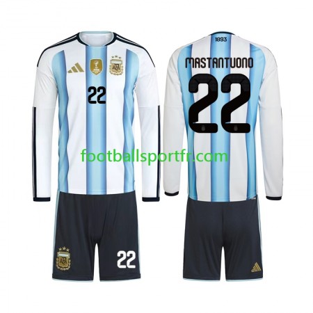 Tenue Argentine Franco Mastantuono 22 Enfant Domicile Coupe du monde 2026 Maillot de Foot ML